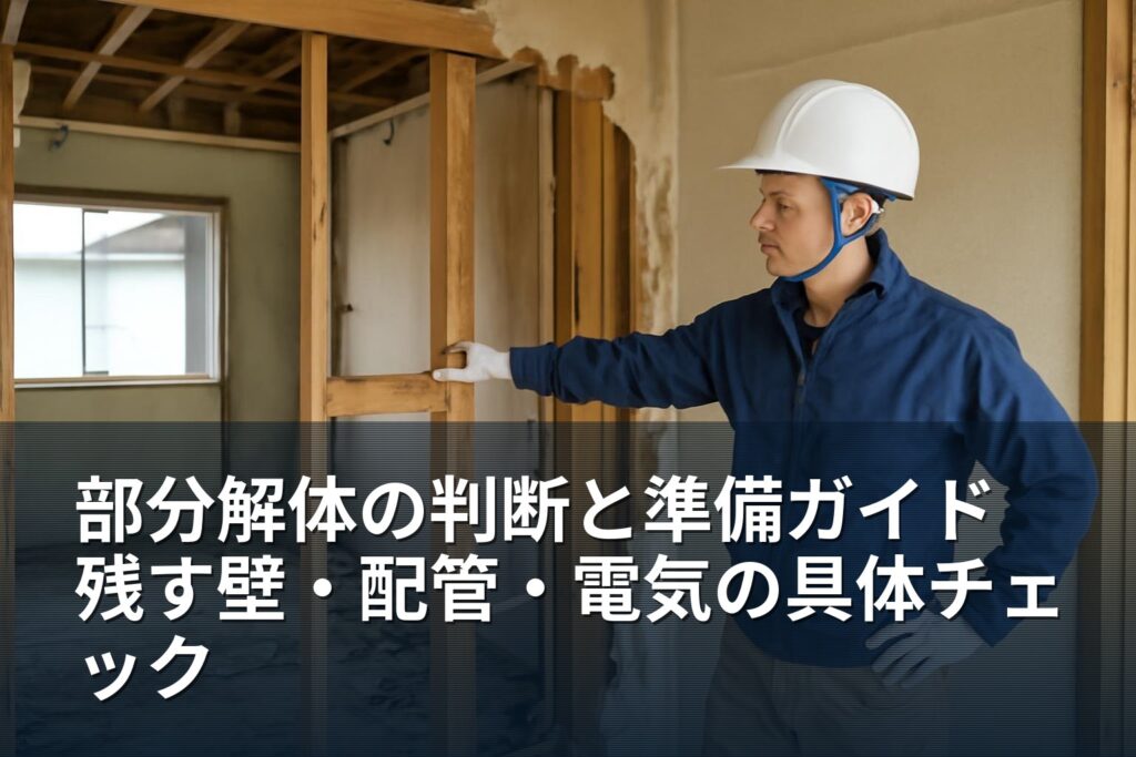リフォームで一部を残す部分解体の判断ガイド：壁・配管・電気の確認と準備